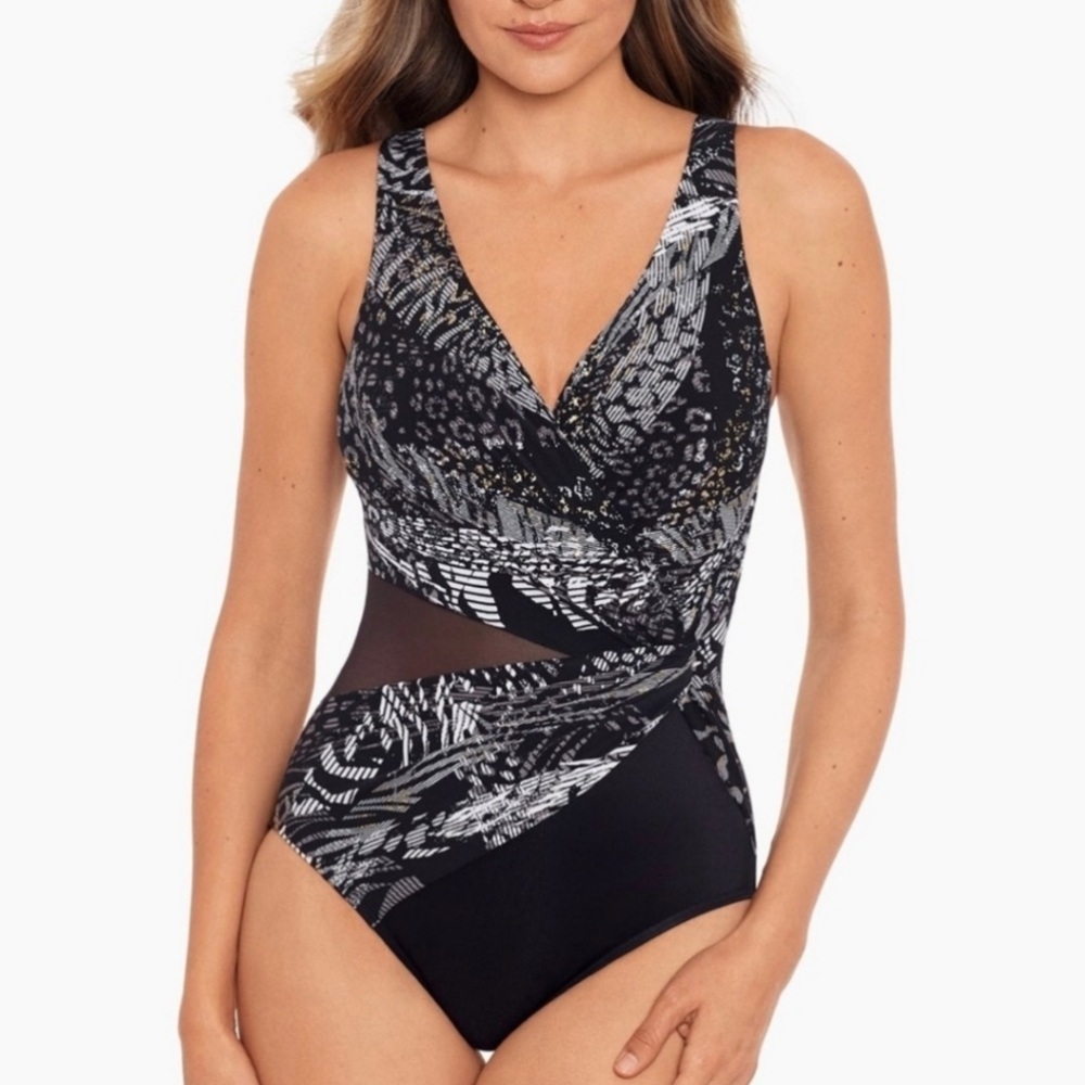 Miraclesuit Lux Lynx Circe One Piece Swimsuit Black 12 Slimming Tummy Control